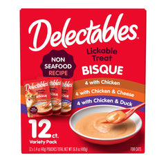 Delectables bisque pour chat sans poisson, sachet individuel favorisant l'hydratation et la récompense
