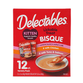 Delectables Bisque con atún y salmón, sabor premium para gatos curiosos