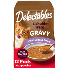 Delectables Hartz gravy cat treat closeup showing a rich texture ideal for licking