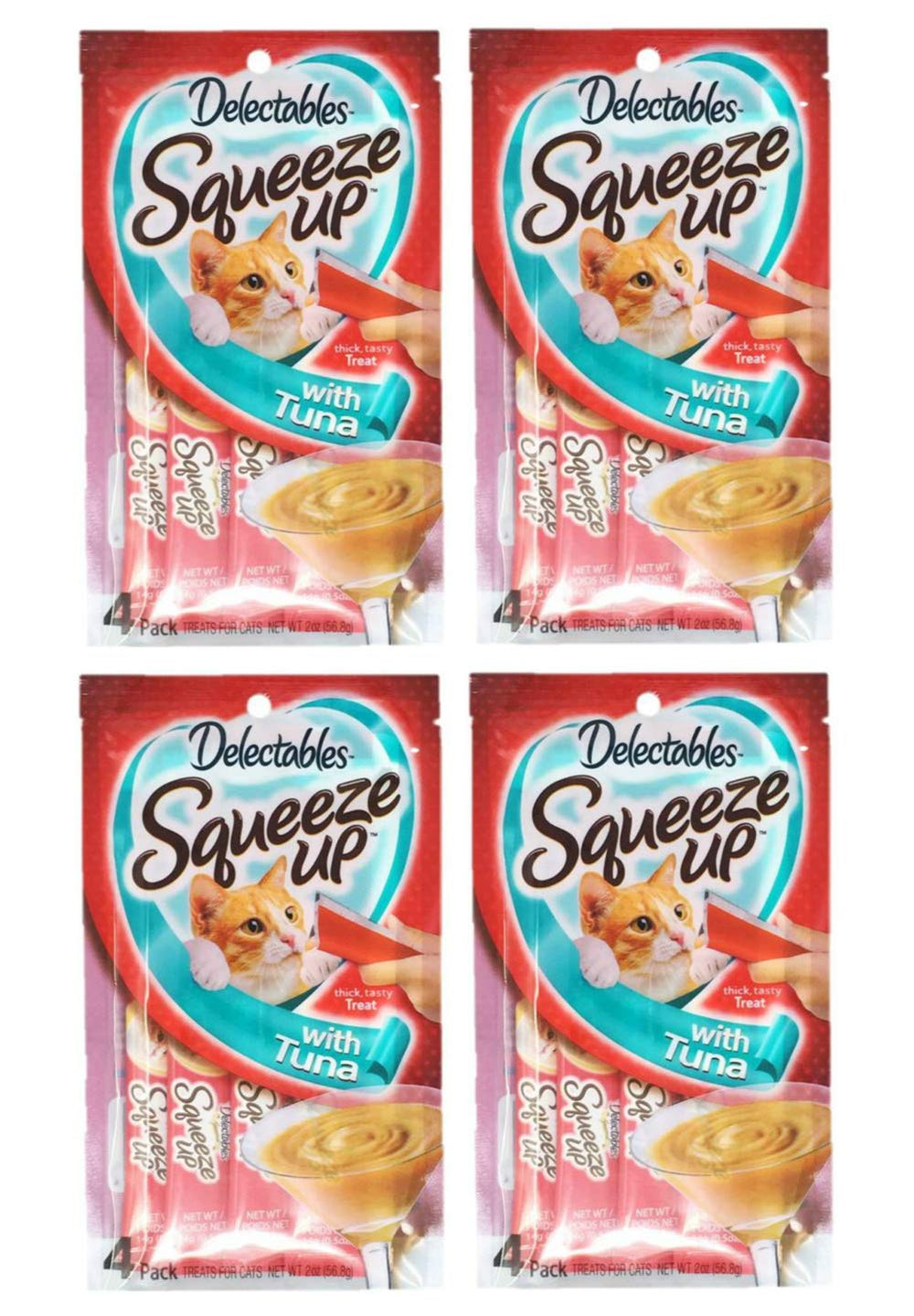 Delectables Squeeze Up para gatos, tubo apretable de atún para premiar y jugar