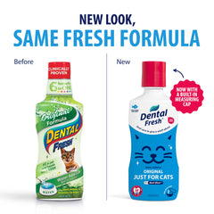 Dental Fresh Gato: tapa-medidor para dosis exactas en el cuenco de agua.