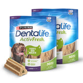 DentaLife ActivFresh, dos paquetes visibles, ayuda a refrescar el aliento.