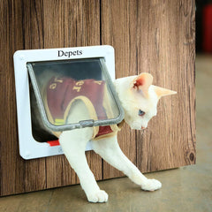 La puerta Depets para gatos grande ofrece interior visible y control de paso.