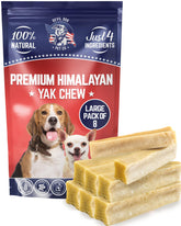 Devil Dog Pet Co Yak Cheese Chews grandes, empaque 8, entretenimiento seguro y concentración