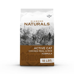 Diamond Naturals Gato Activo: pollo criado en libertad, ideal para apoyar energía diaria.