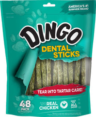 Dingo Dental Sticks sabor pollo real para masticar y sabor agradable.