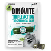 Dinovite masticables dentales en empaque para perros, fortalecen la higiene bucal.