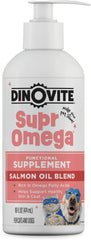 Dinovite SuprOmega, botella de aceite de salmón salvaje para perros y gatos, mejora piel y pelaje.