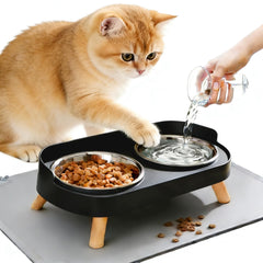 DIRZHX tazones elevados para gatos con alfombrilla mejoran la postura al comer