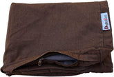 Dogbed4less funda mezclilla chocolate, vista frontal, duradera para cama de perro