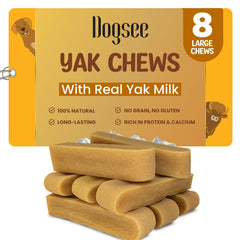 Dogsee Original Yak Chews: barras grandes para masticación prolongada y sabor natural