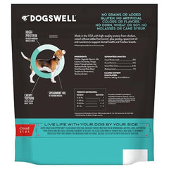 Trozo masticable de Dogswell Dental Jerky que muestra textura para masticar.