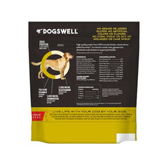 Dogswell Hip y Joint Grillers, textura ahumada que atrae a perros exigentes.
