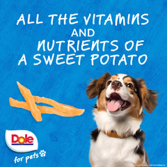 Dole para mascotas: ingrediente único batata, sin aditivos, apto para dietas limitadas.