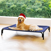 Cama elevada DOPEDIO para perros en exterior con malla transpirable y base estable.