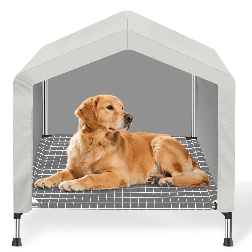 Dopliv casa-perro-elevada exterior: refugio estable para uso al aire libre.