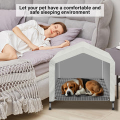 Dopliv casa-perro-elevada interior: espacio cómodo para mascotas dentro del hogar.