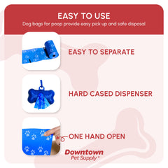 Dispenser en forma de hueso de Downtown Pet Supply, clip seguro para la correa.