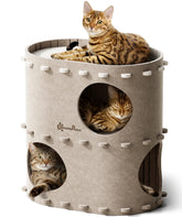 DownyPaws Casa Gato interior dos niveles, ideal para varios felinos.