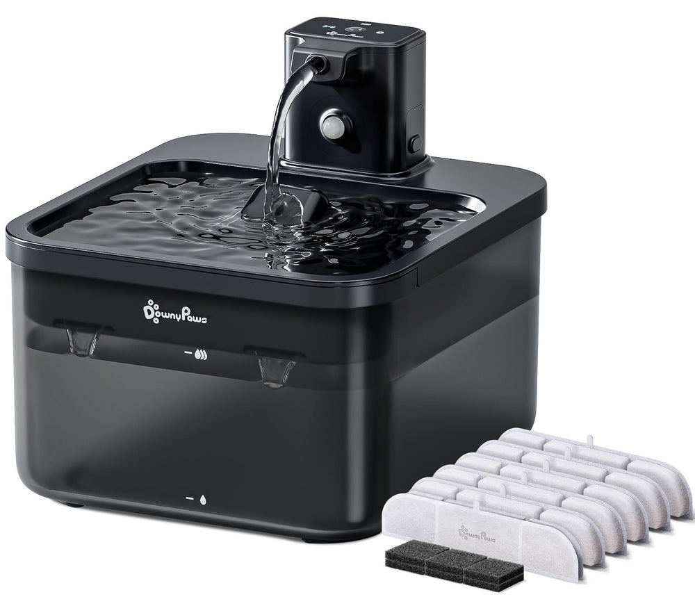 DownyPaws fuente para gatos con batería inalámbrica ofrece hidratación sin cables.