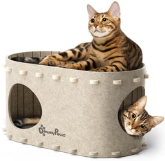 DownyPaws PeekaPurr: cama-cueva interior, refugio cómodo para siestas de gato