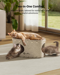 DownyPaws PeekaPurr con dos niveles para convivencia entre varios gatos