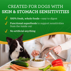 Dr. Harvey's ingredientes enteros rehidratados facilitan digestión para perros.