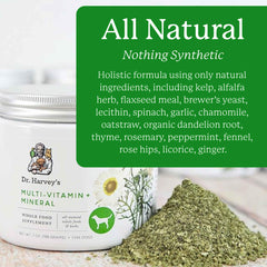 Dr. Harvey's multivitamínico natural para perros, apoya una vida enérgica.