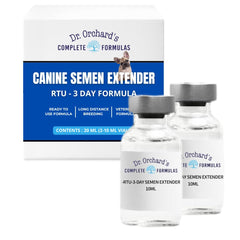Dr. Orchard's extensor de semen canino 20ml envase para almacenamiento seguro.