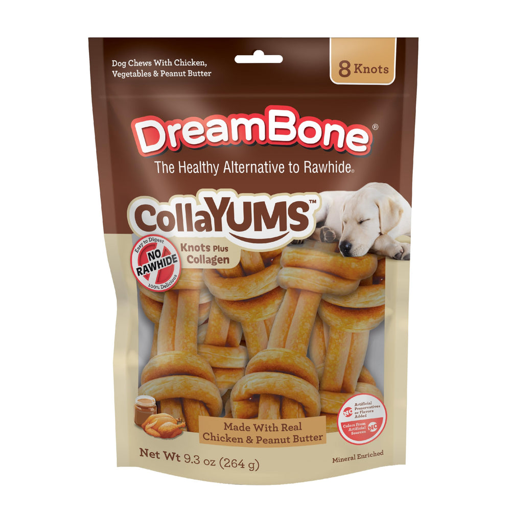 DreamBone CollaYUMS Knots Pack: snack sin rawhide para perros activos.