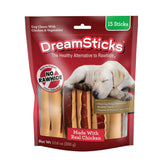 DreamBone DreamSticks con pollo real para perros, sin cuero crudo, sabor irresistible.