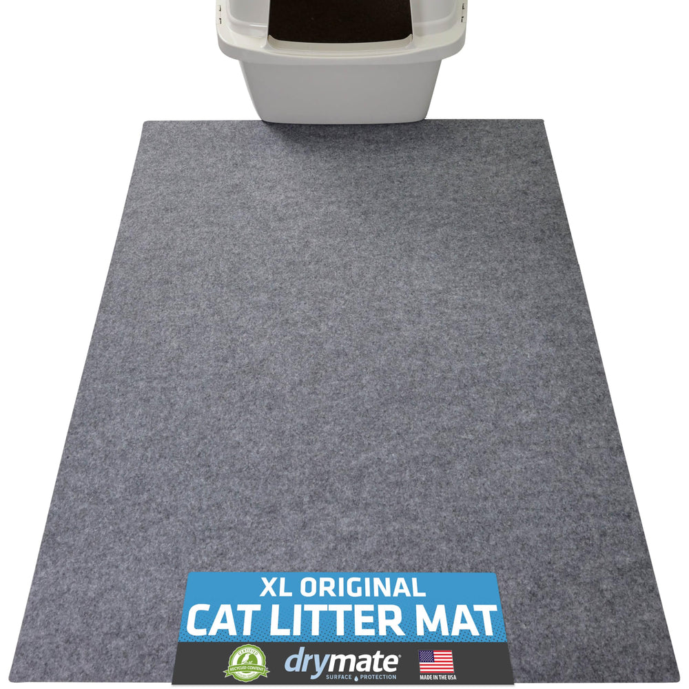 Drymate: alfombrilla para arena de gatos, perspectiva general, recoge arena de patas y protege pisos.