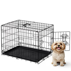 DUMOS jaula para perro de 30 pulgadas con puerta única para fácil acceso.