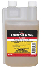 Durvet Permethrin EC 10% 16 oz, botella lista para aplicación segura en perros.