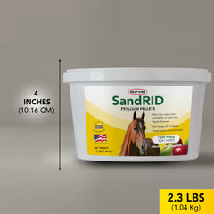 Durvet Sandrid Psyllium Gránulos, formato pellet para alimentación rápida y simple.
