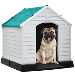 DWVO casa-perros exterior grande azul, resistente para uso al aire libre