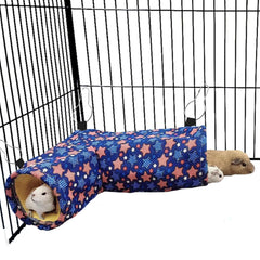 EAEDMY guinea pig corner tunnel hammock offers space-saving hideaway for small pets.