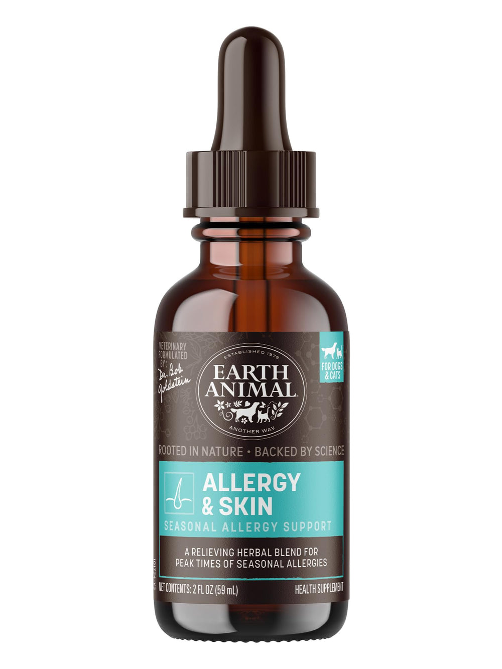 Earth Animal Apothecary gotero de suplemento lĂquido para alergias en perros y gatos