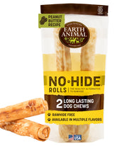 Earth Animal No Hide Chews para perros grandes, textura masticable con mantequilla de maní
