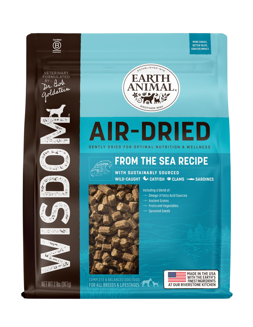 Earth Animal Wisdom alimento perro seco del mar, sabor natural para perros de todas las edades