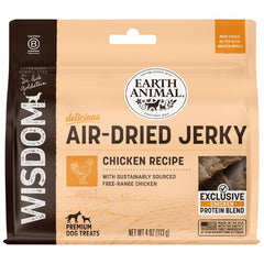 Earth Animal Wisdom Jerky: tiras de pollo con quinoa, snack nutritivo para perros.