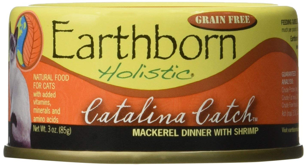 Earthborn Holistic Catalina Catch, lata sin granos con caballa y camarones, promueve pelaje sano.