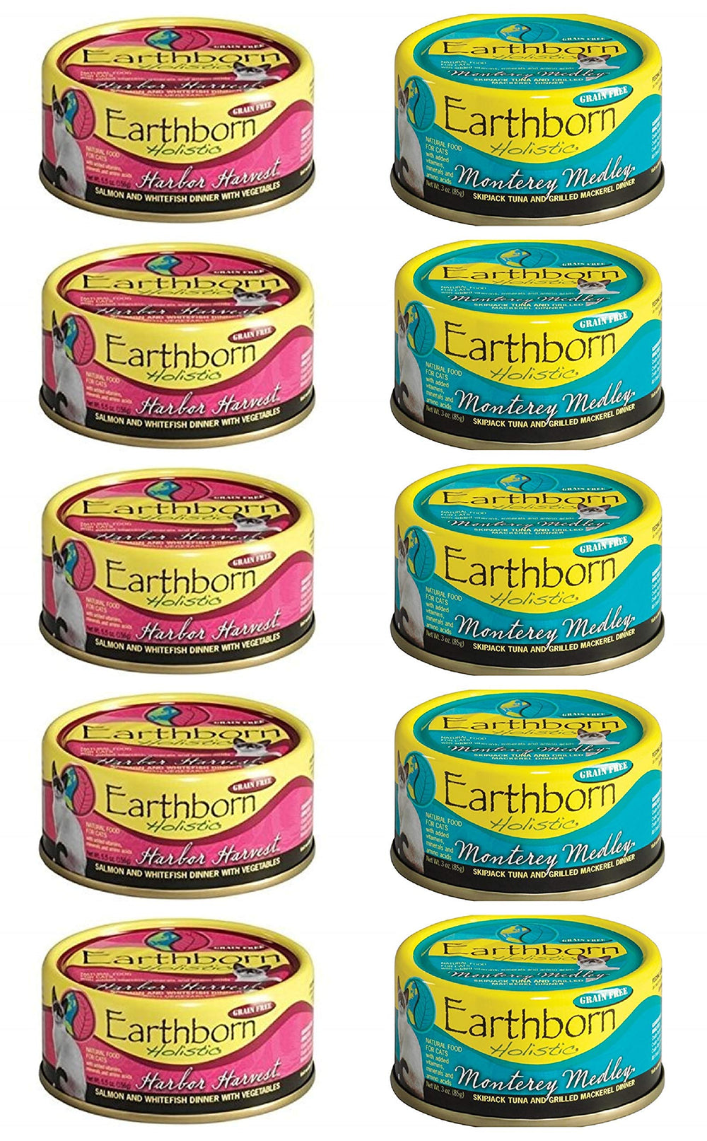 Earthborn Holistic Harbor Harvest, lata individual, nutrición sin granos para gatos
