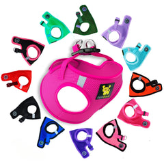 EcoBark arnés de paso rosa XS, vista frontal, ajuste cómodo para razas enanas.