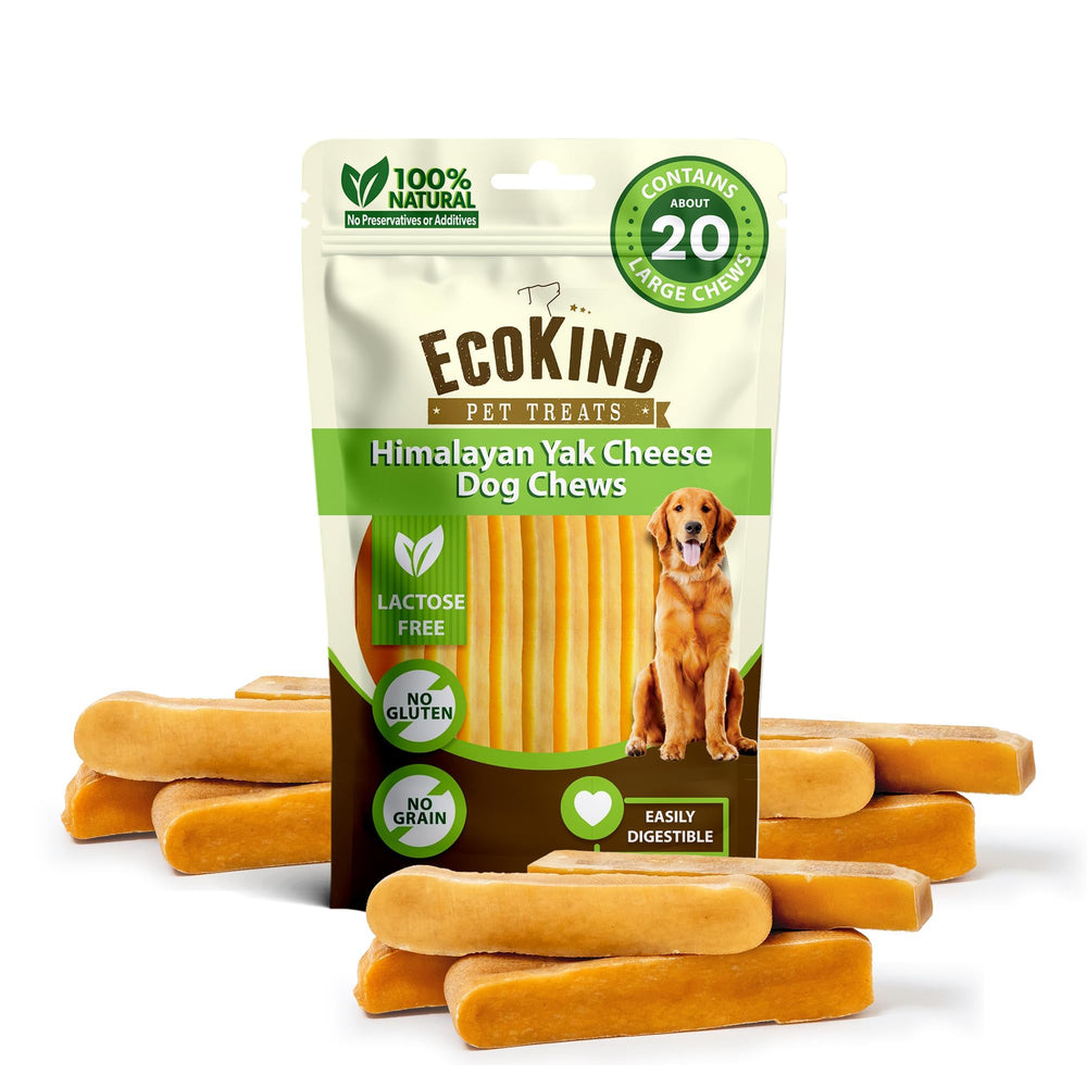 EcoKind Yak Cheese Himalaya empaque mostrando snack para perros grandes
