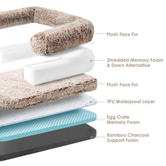 Cama EHEYCIGA XXL con refuerzo de cojín y bolster para estabilidad.