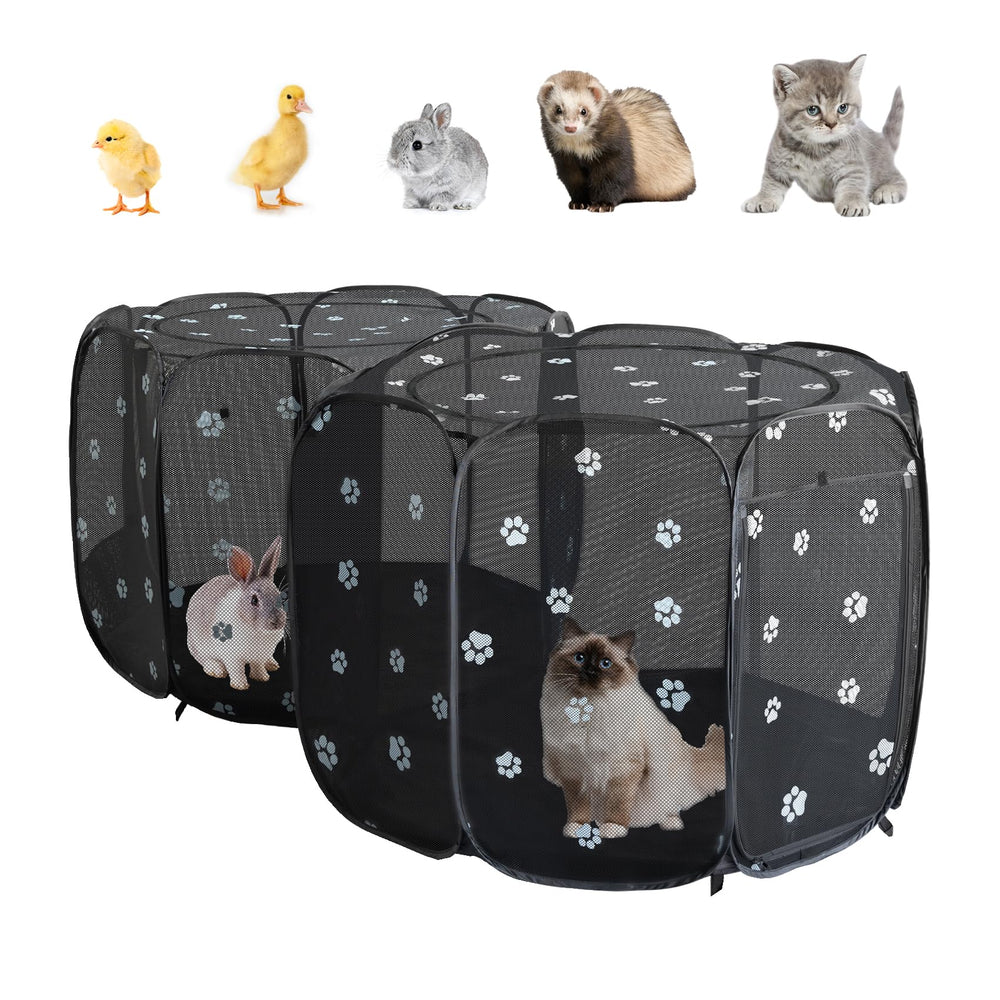 Corral EighteenTek con estructura metálica duradera para mascotas pequeñas.