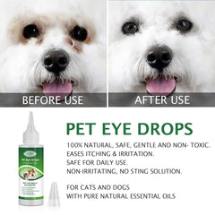 Forma natural Elaimei para el cuidado ocular de perros y gatos.