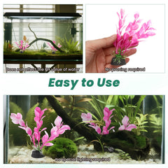 Eldraqth planta decorativa para acuario rosada, añade color y seguridad para aletas.