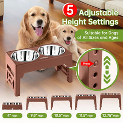 EliteField altura ajustable de 4 a 12.75 pulgadas, favorece una postura cómoda al comer.